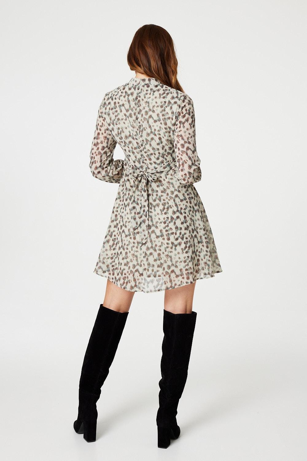 Oasis high neck outlet animal print dress