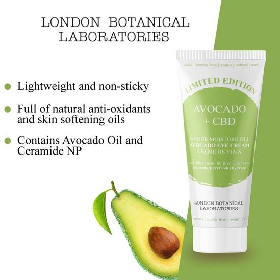 London Botanical Laboratories Limited Edition Avocado + CBD 8-Hour Moisture Fill Eye Cream 20ml 2