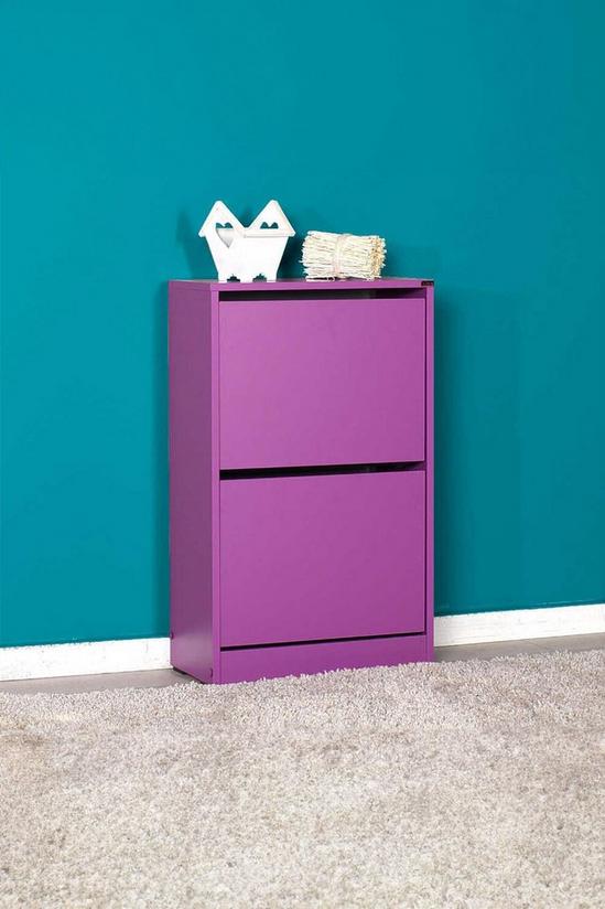 FWStyle Two Tier Shoe Storage Unit Cabinet Purple 1