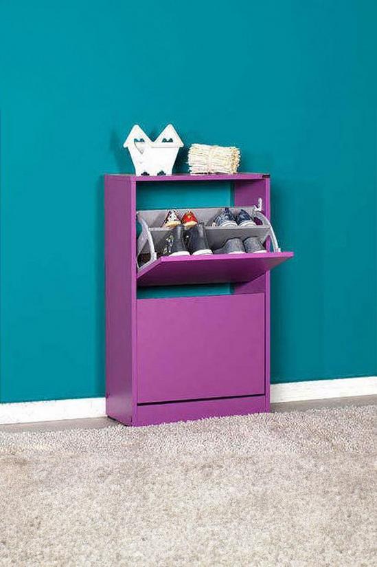 FWStyle Two Tier Shoe Storage Unit Cabinet Purple 2